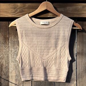 Babaton Beige Textured Crop Top